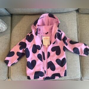 Cat & Jack Pink Rain Jacket with Navy Heart Print
